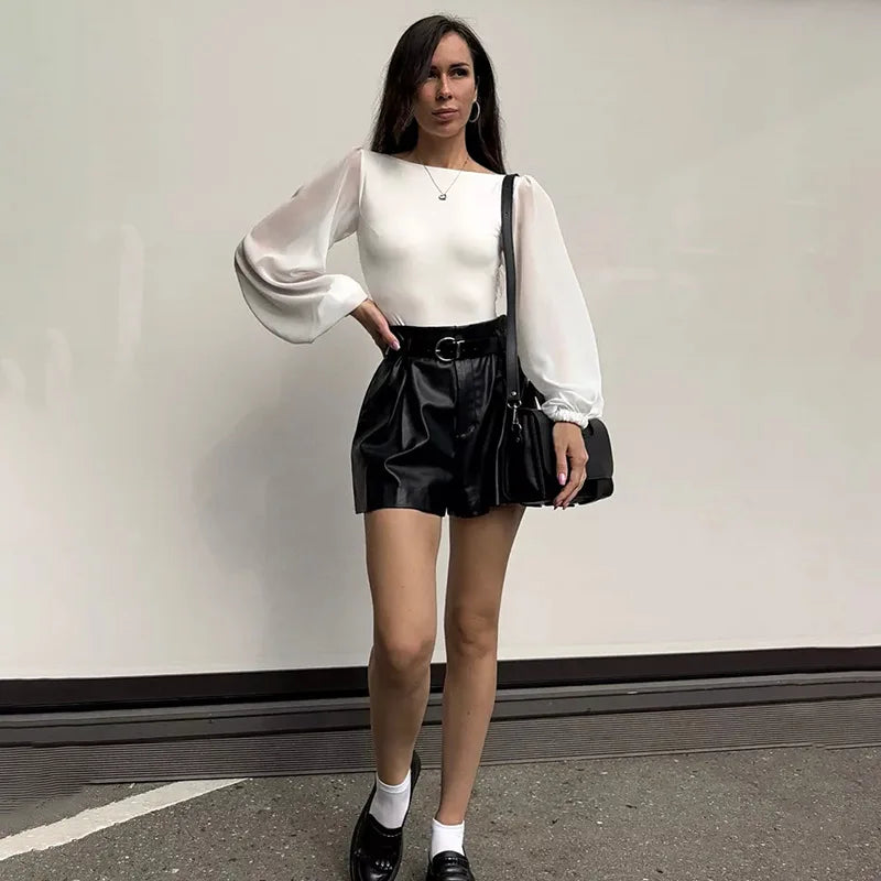 BornToGirl Slim Cotton Mesh Bodysuit Atelier Edit