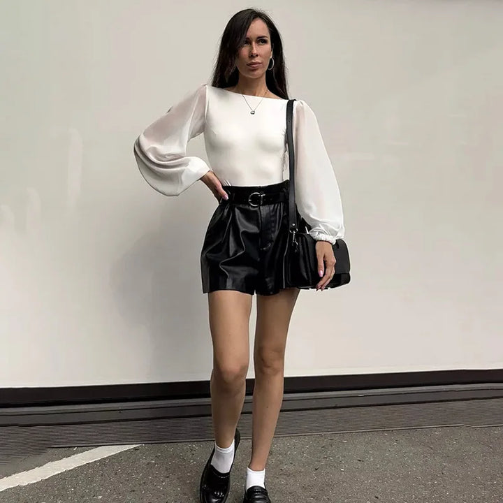 BornToGirl Slim Cotton Mesh Bodysuit Atelier Edit