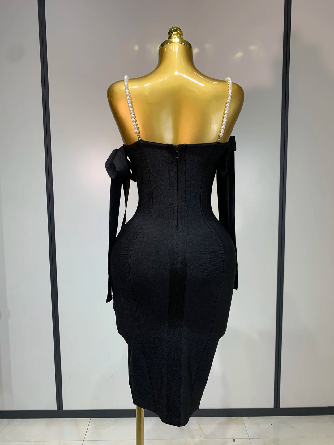Women Sexy Backless Pearl Diamonds Crystal Bodycon Bandage Dresses Celebrity Elegant Evening Party Club Dress Vestido