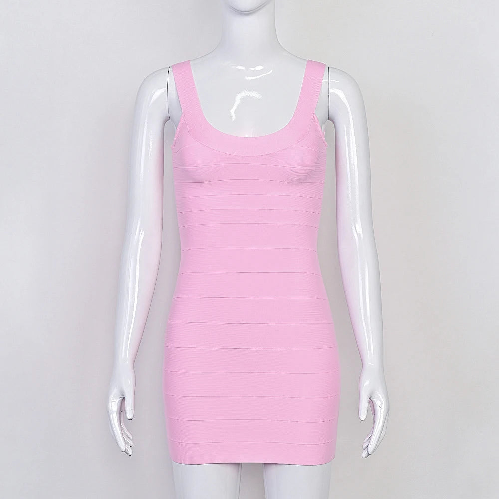 Luxury Pink Ginger Bandage Bodycon Mini Dress