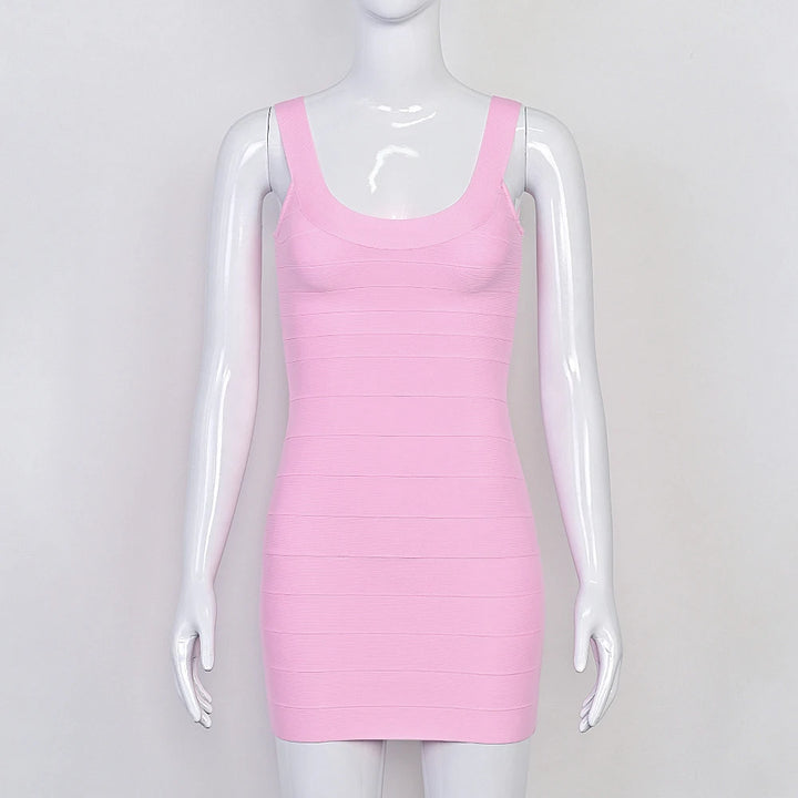 Luxury Pink Ginger Bandage Bodycon Mini Dress