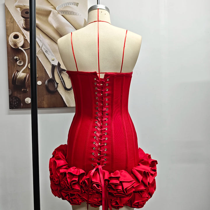 Vj Gochi Signature Red Holiday Cocktail Dress