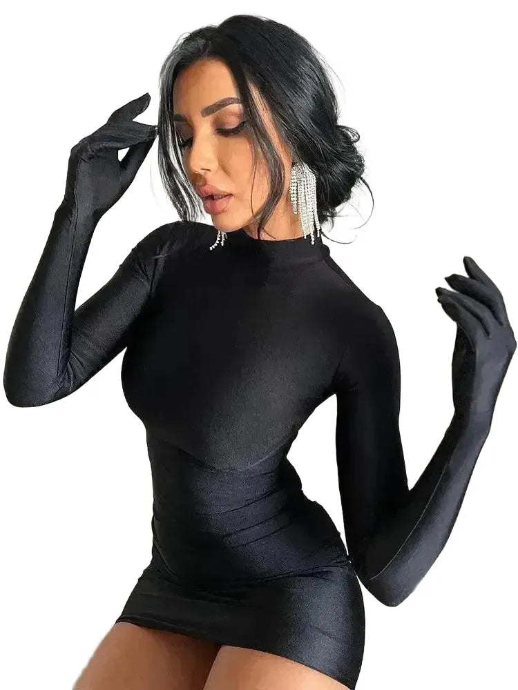 Sultry Long Sleeve Bodycon Dress Bold Streetwear Party Look