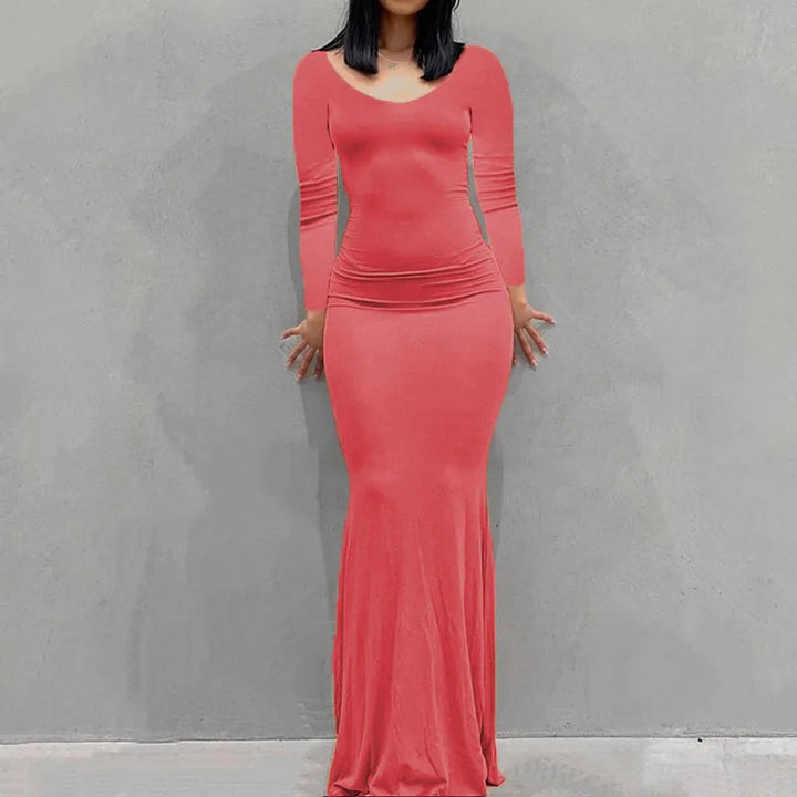 Feel Good Cozy Knit Ankle Length Slim Women Dress