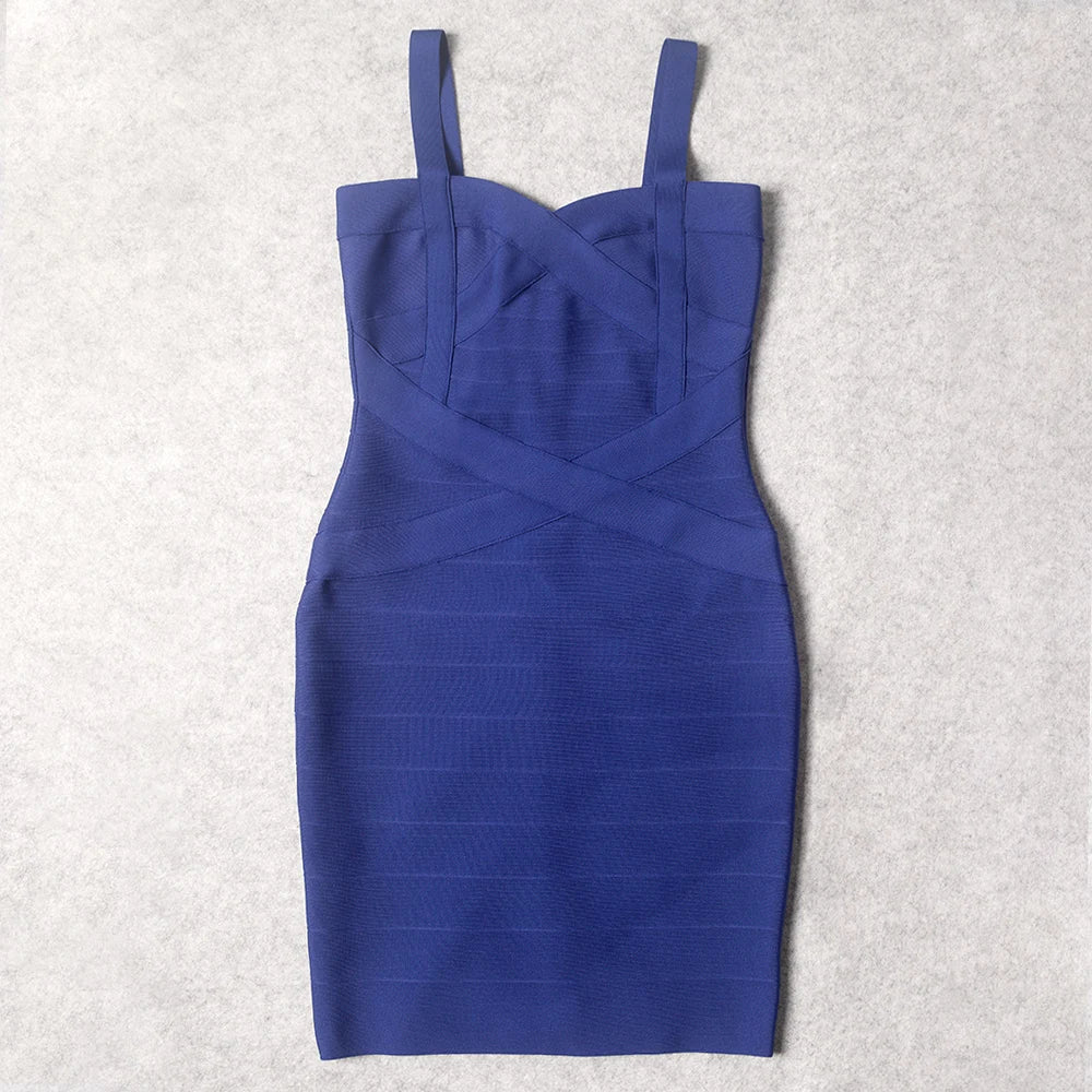 Beaukey Royal Blue Knit Bandage Dress Signature