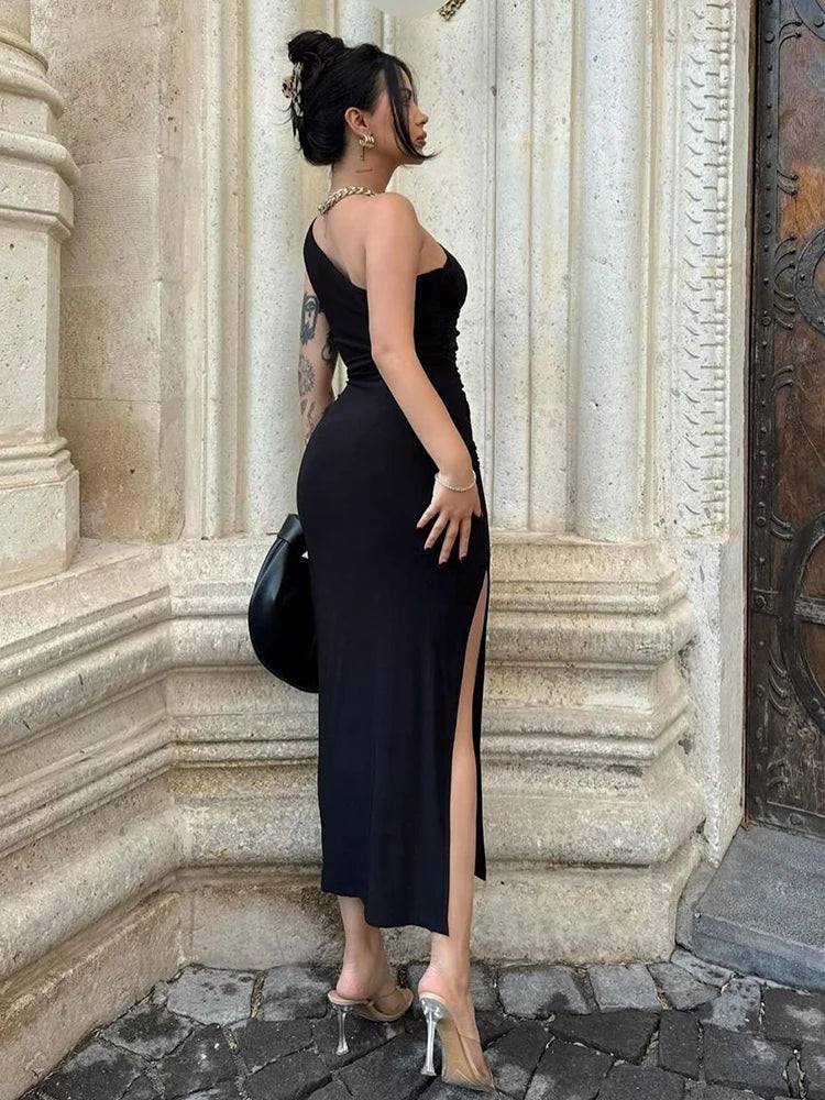 Elegant Black Off Shoulder Maxi Dress