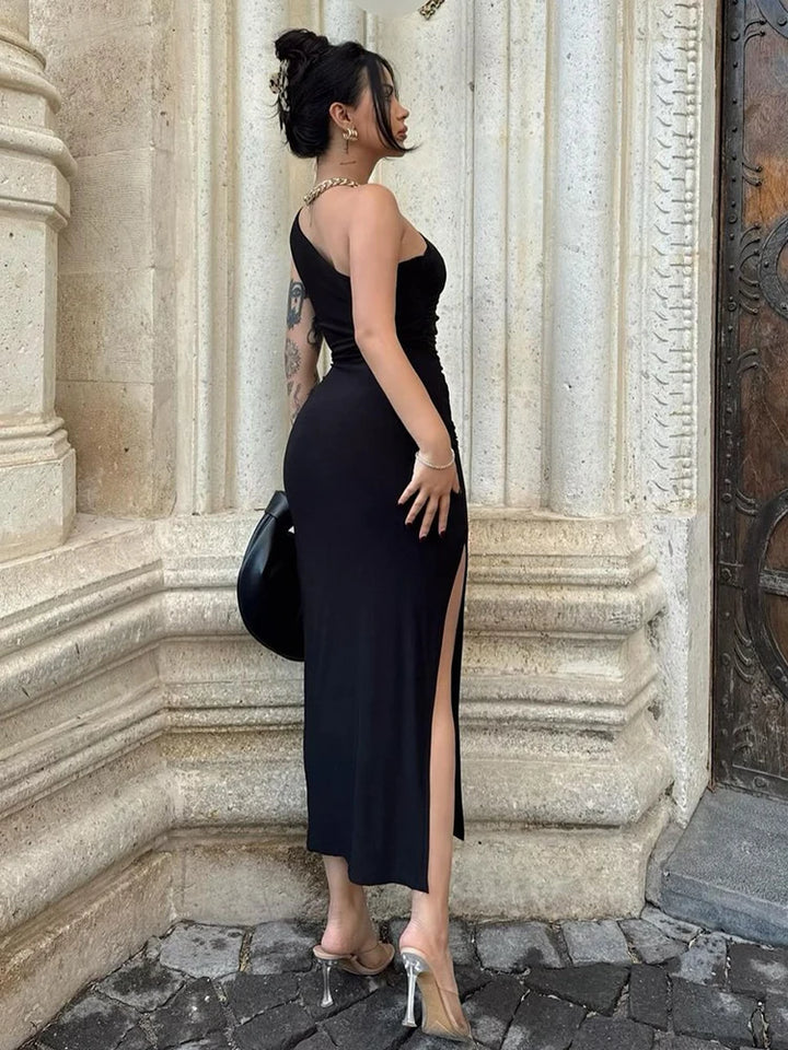 Elegant Black Off Shoulder Maxi Dress