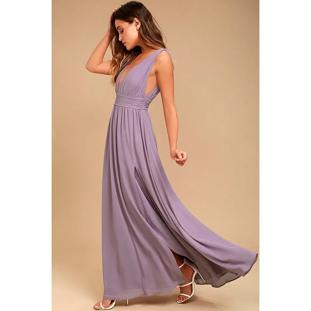 Red Backless Maxi Dress For Party And Bridesmaid