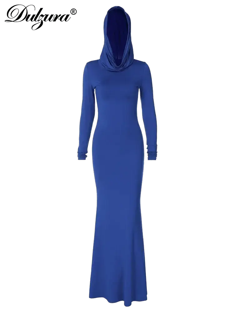 Dulzura Hooded Maxi Dress Elegant Bodycon Gown For Women