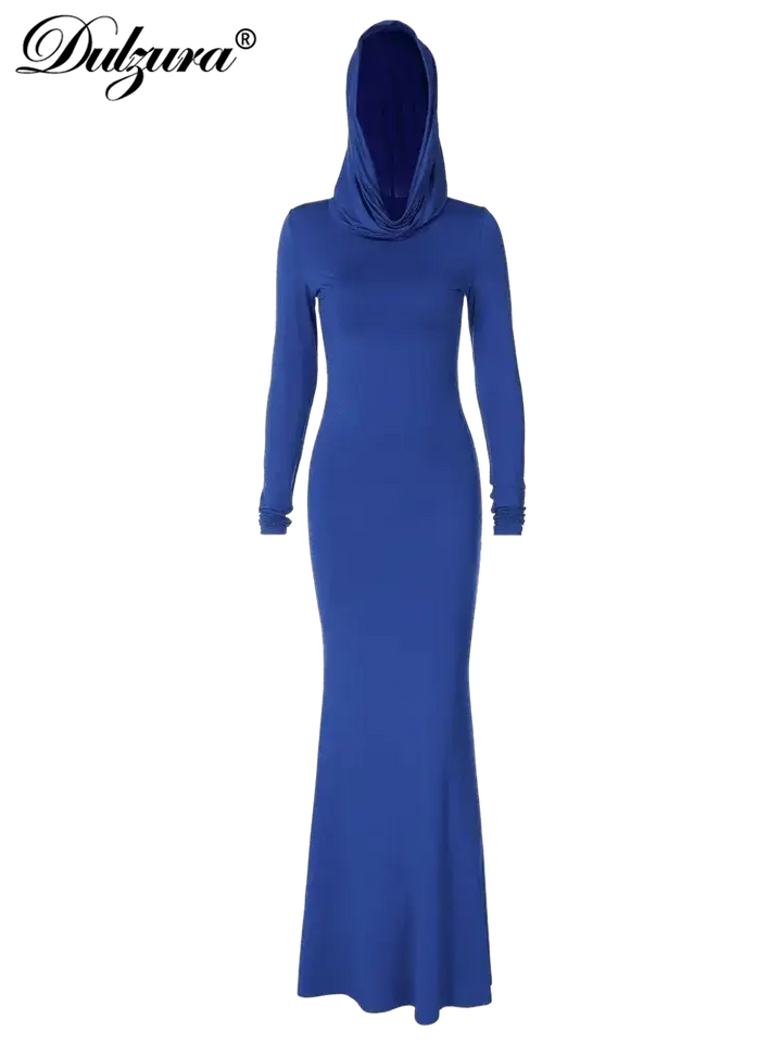 Dulzura Hooded Maxi Dress Elegant Bodycon Gown For Women