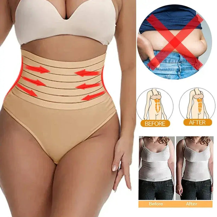 High Waisted Tummy Control Thong Slimming Body Shapewear