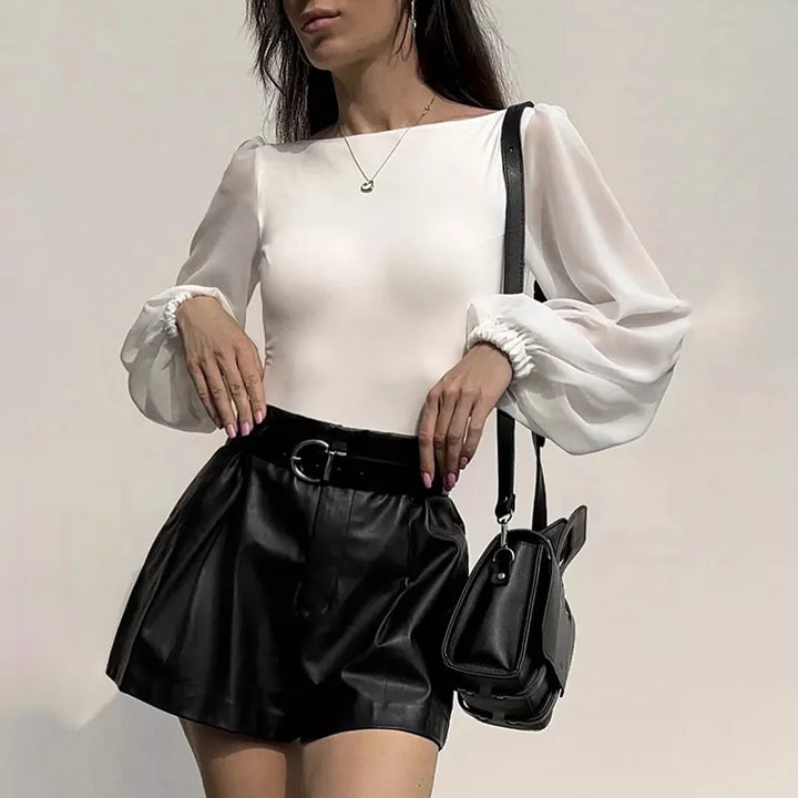 BornToGirl Slim Cotton Mesh Bodysuit Atelier Edit