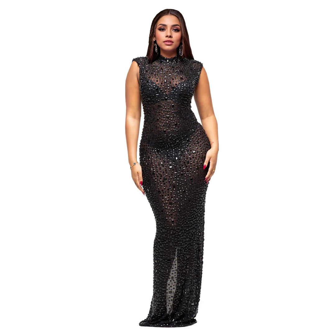 Luxury Rhinestone Maxi Evening Dress For Prom