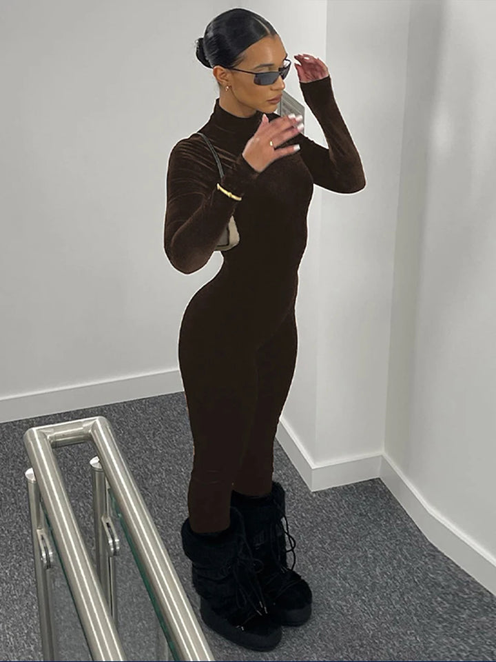 Dulzura Velvet Y2k Bodycon Jumpsuit For Women