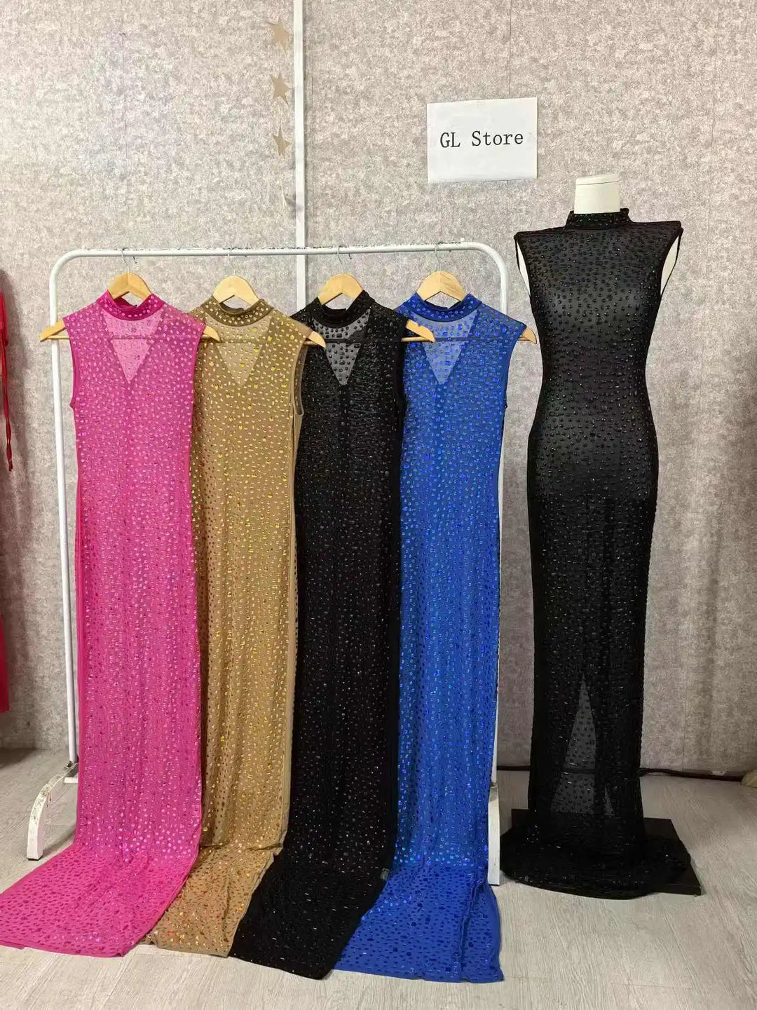 Luxury Rhinestone Maxi Evening Dress For Prom