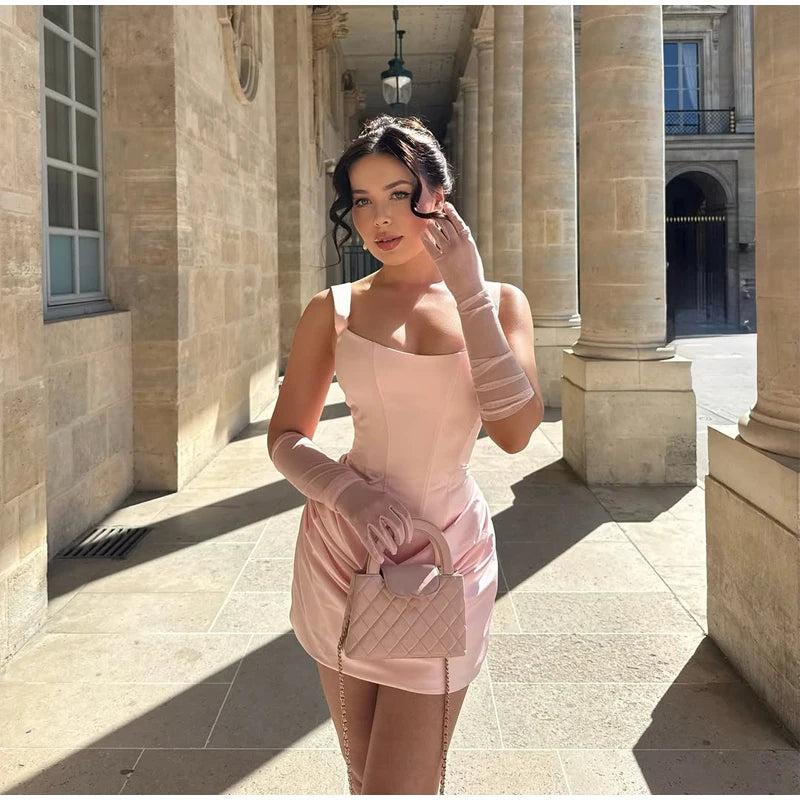Exclusive Halter Square Neck Tailored Mini Dress