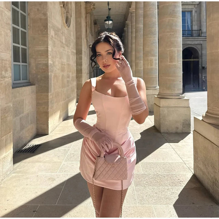 Exclusive Halter Square Neck Tailored Mini Dress