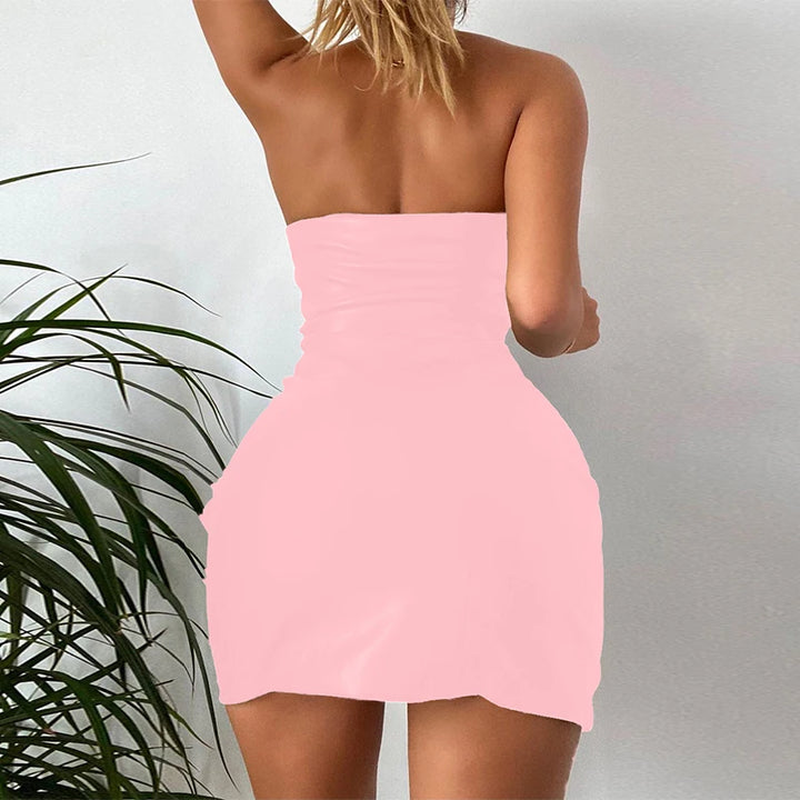 Exquisite Faux Leather Tube Mini Dress