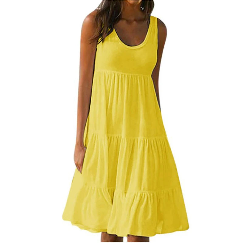 Elegant Summer Sleeveless Mini Dress With Ruffles For Women