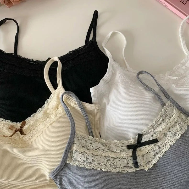 Luxury White Women Knit Lace Camisole Exclusive