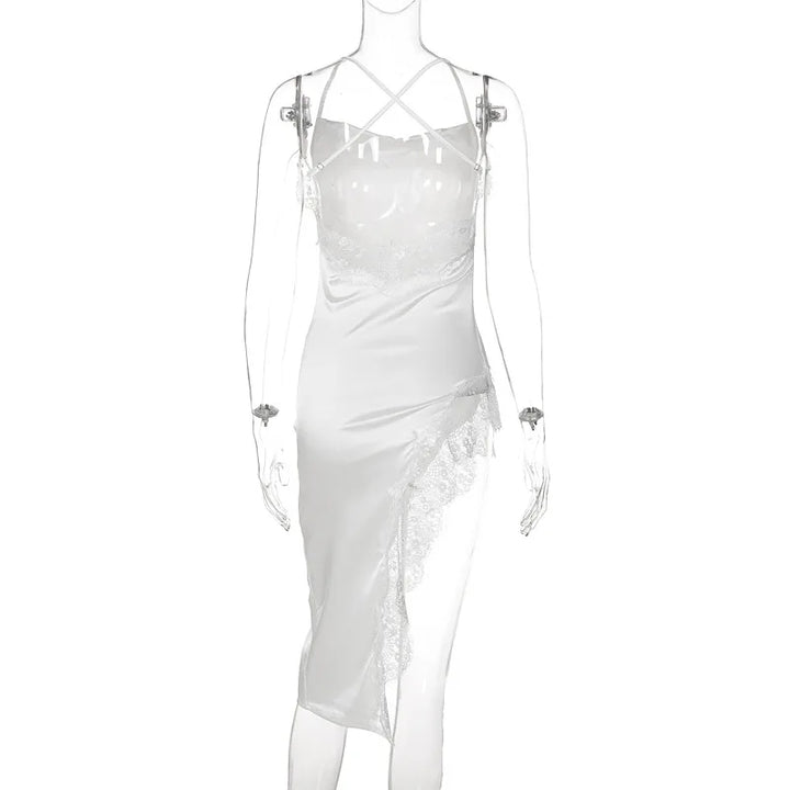 Exclusive Black Satin Midi Sheath Dress For Summer