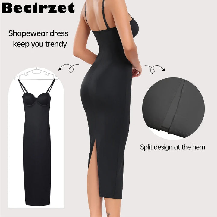 Black Slimming Push Up Evening Halter Body Shaping Long Dress