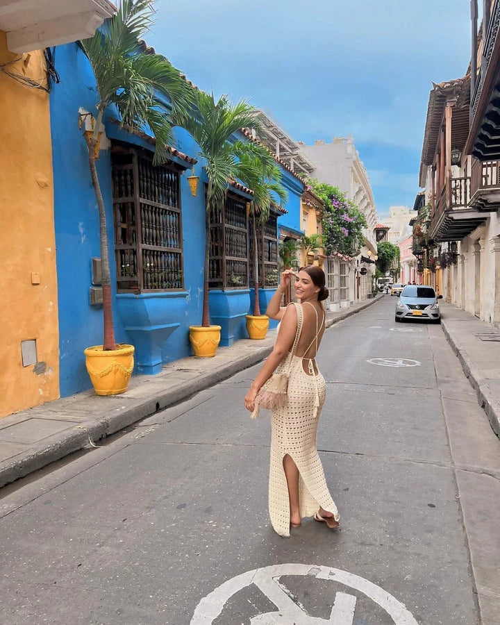 Luxury Edolynsa Knit Resort Maxi Dress With