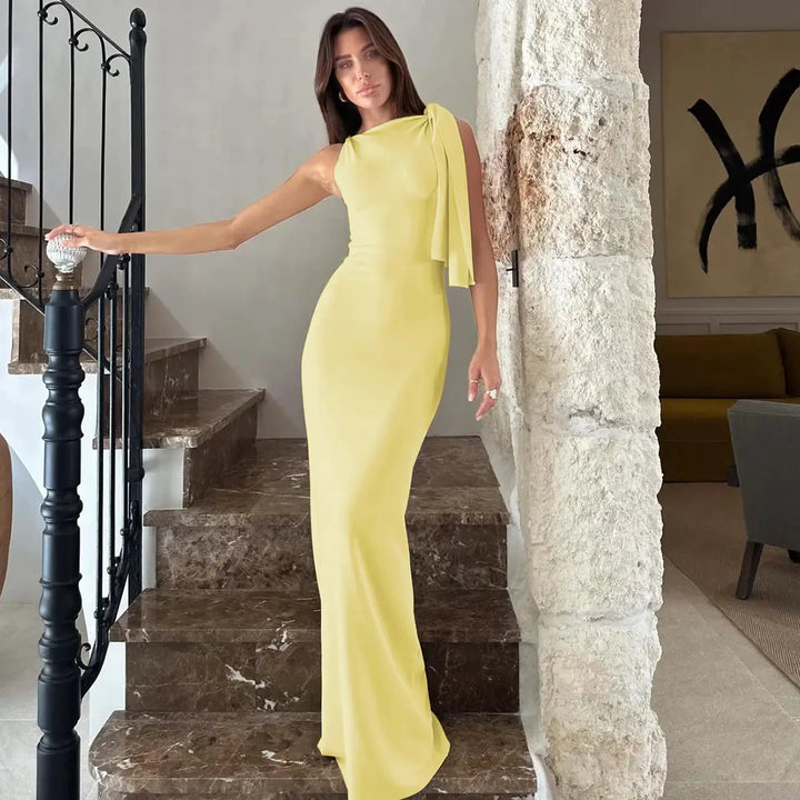 Hugcitar Fashion Solid O Neck Sleeveless Patchwork Sexy Bodycon Maxi Prom Dress Summer Women Clothes Party Festival Club Y2K