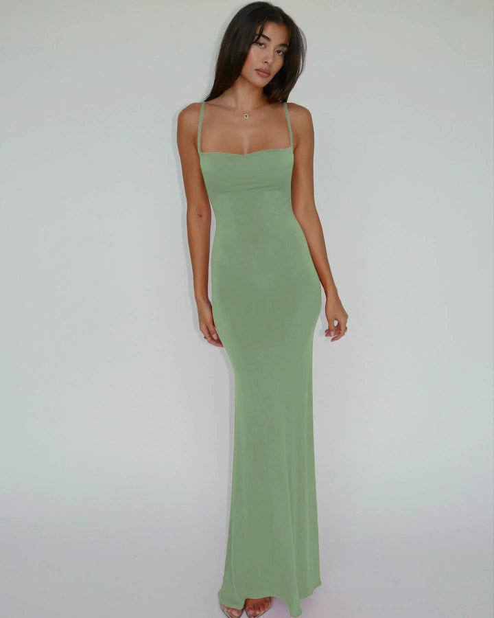 Y2K Solid Sleeveless Backless Bodycon Maxi Dress