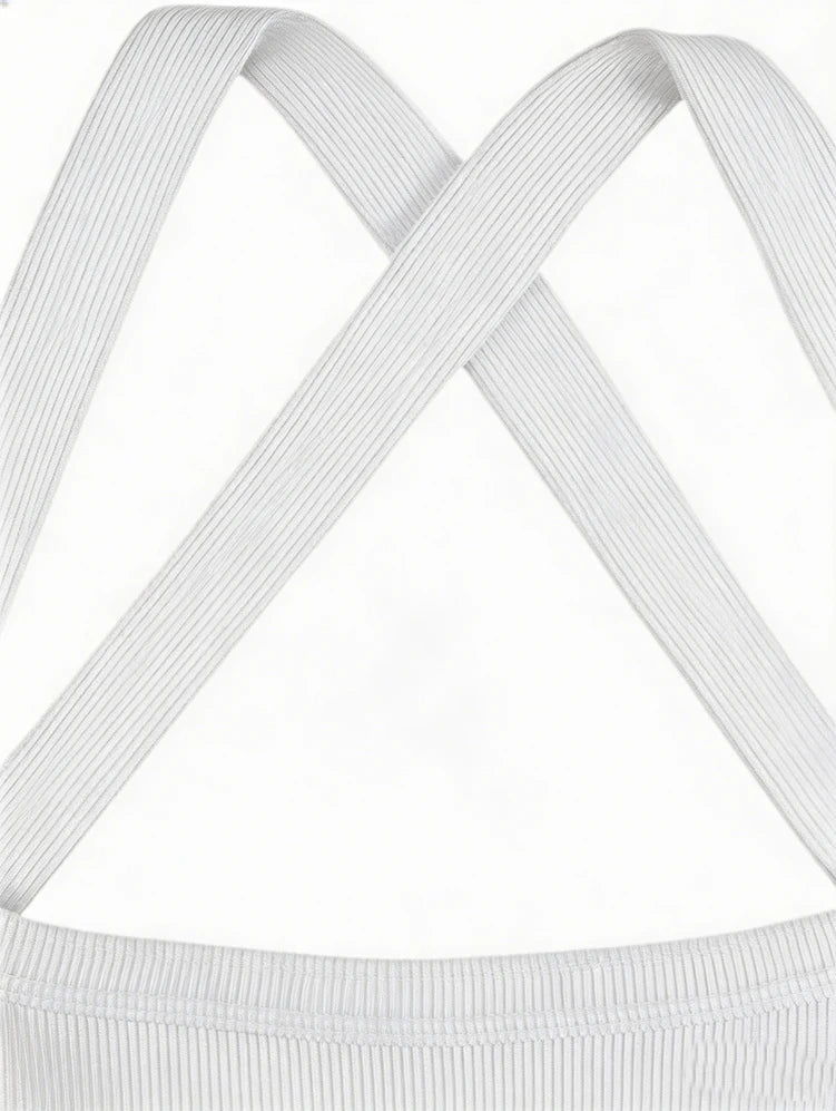 Stylish Backless Polyester Top For Fitness Or