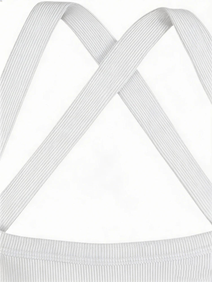 Stylish Backless Polyester Top For Fitness Or