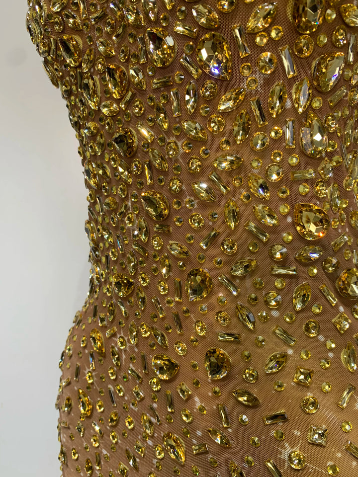 Kormanly Rhinestone Mesh Evening Gown Exclusive