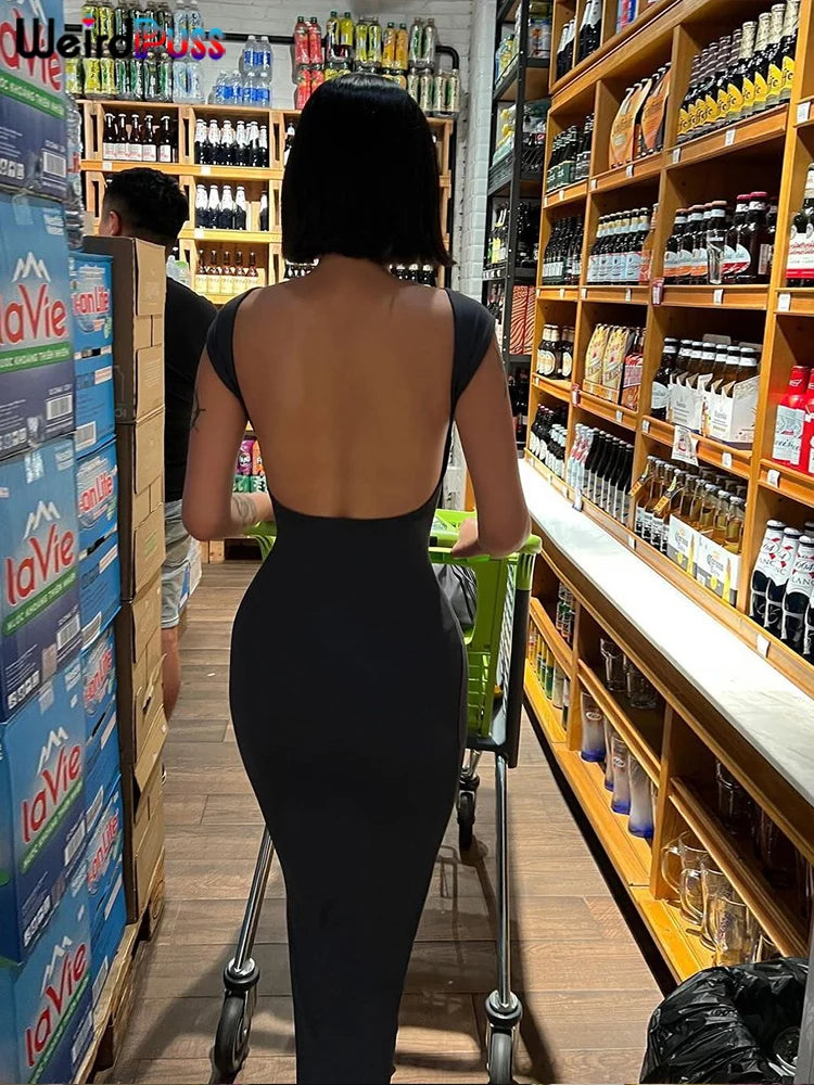 Elegant Backless Bodycon Maxi Dress By Weir