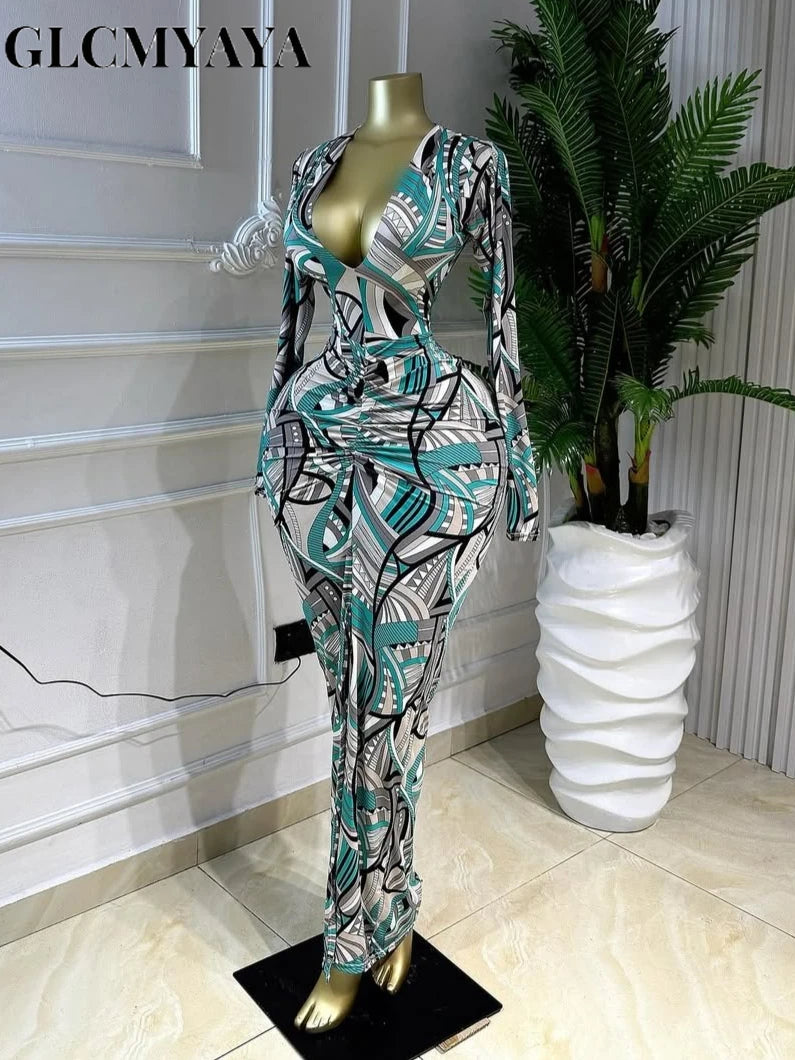 Signature Luxury Deep V Bodycon Maxi Gown