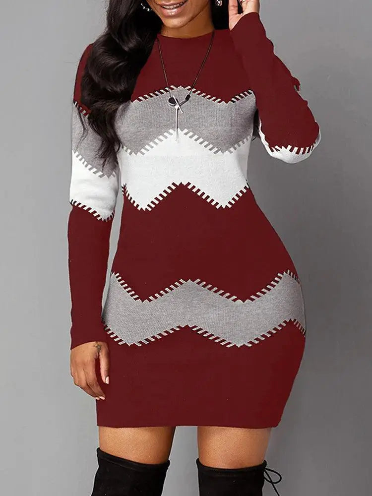 Autumn Elegance Plus Size Knit Bodycon Dress For Women