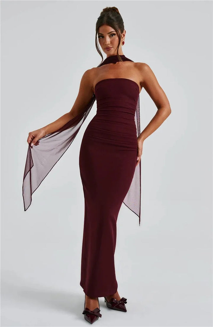 Mozision Premium Off Shoulder Backless Maxi