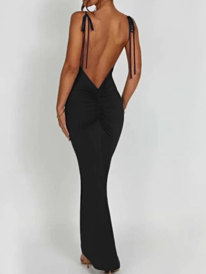 Backless Maxi Dress Women Spaghetti Strap Bodycon