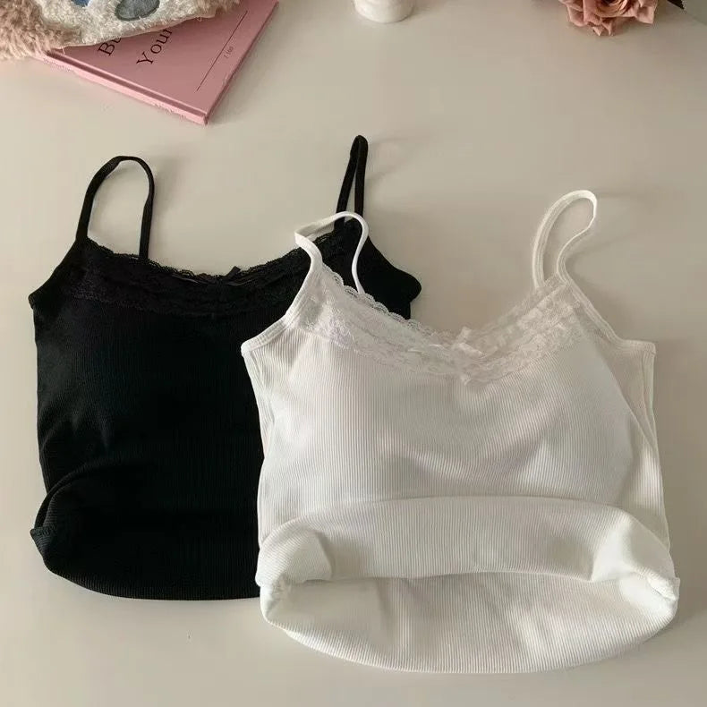 Luxury White Women Knit Lace Camisole Exclusive