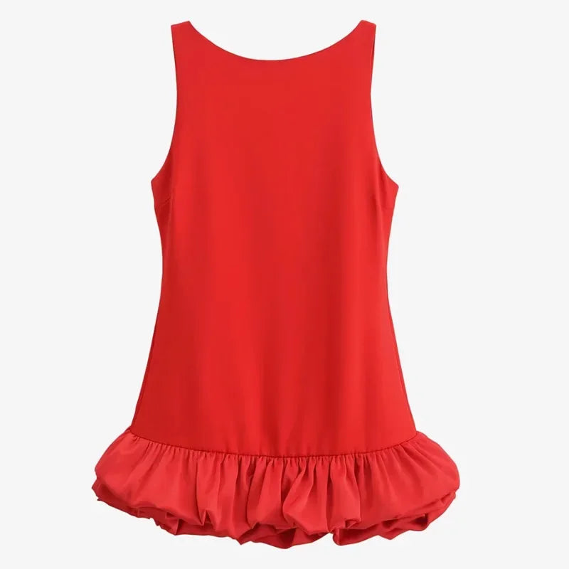 White Backless Ruffle Bodycon Mini Dress For Women