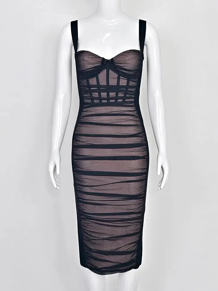 Beaukey Sexy Vintage Black Bandage Dress Bodycon