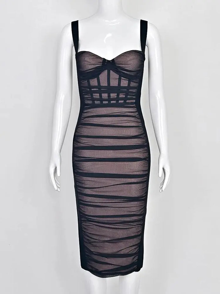 Beaukey Sexy Vintage Black Bandage Dress Bodycon