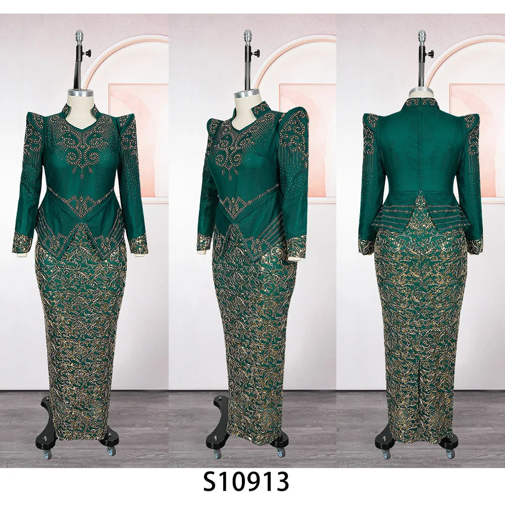 Elegant Women Bodycon Maxi Dress Long Sleeve Gown