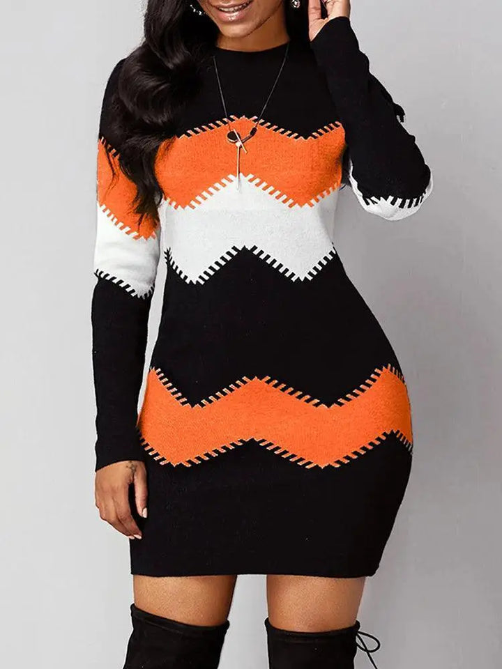 Autumn Elegance Plus Size Knit Bodycon Dress For Women