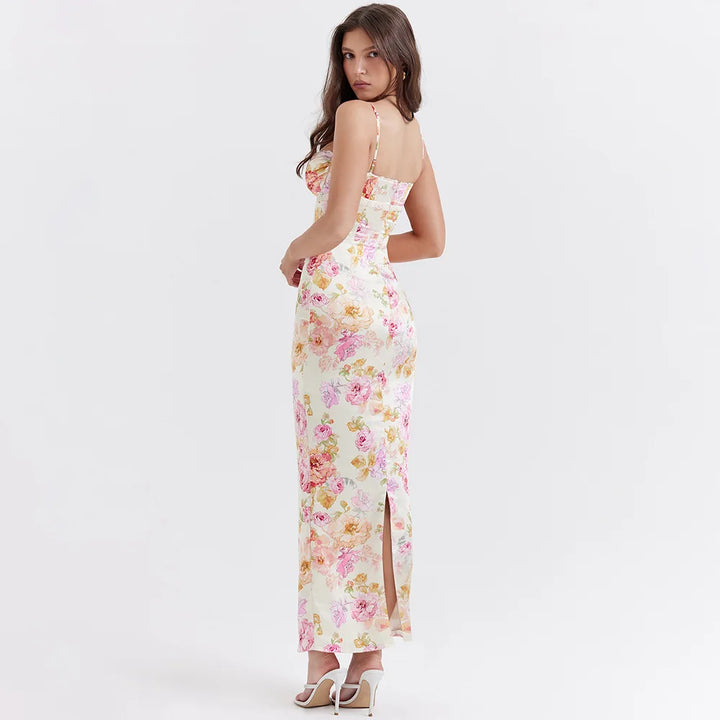 Elegant Floral Maxi Dress With Empire Waist