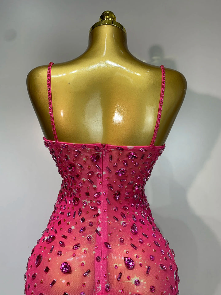 Kormanly Rhinestone Mesh Evening Gown Exclusive