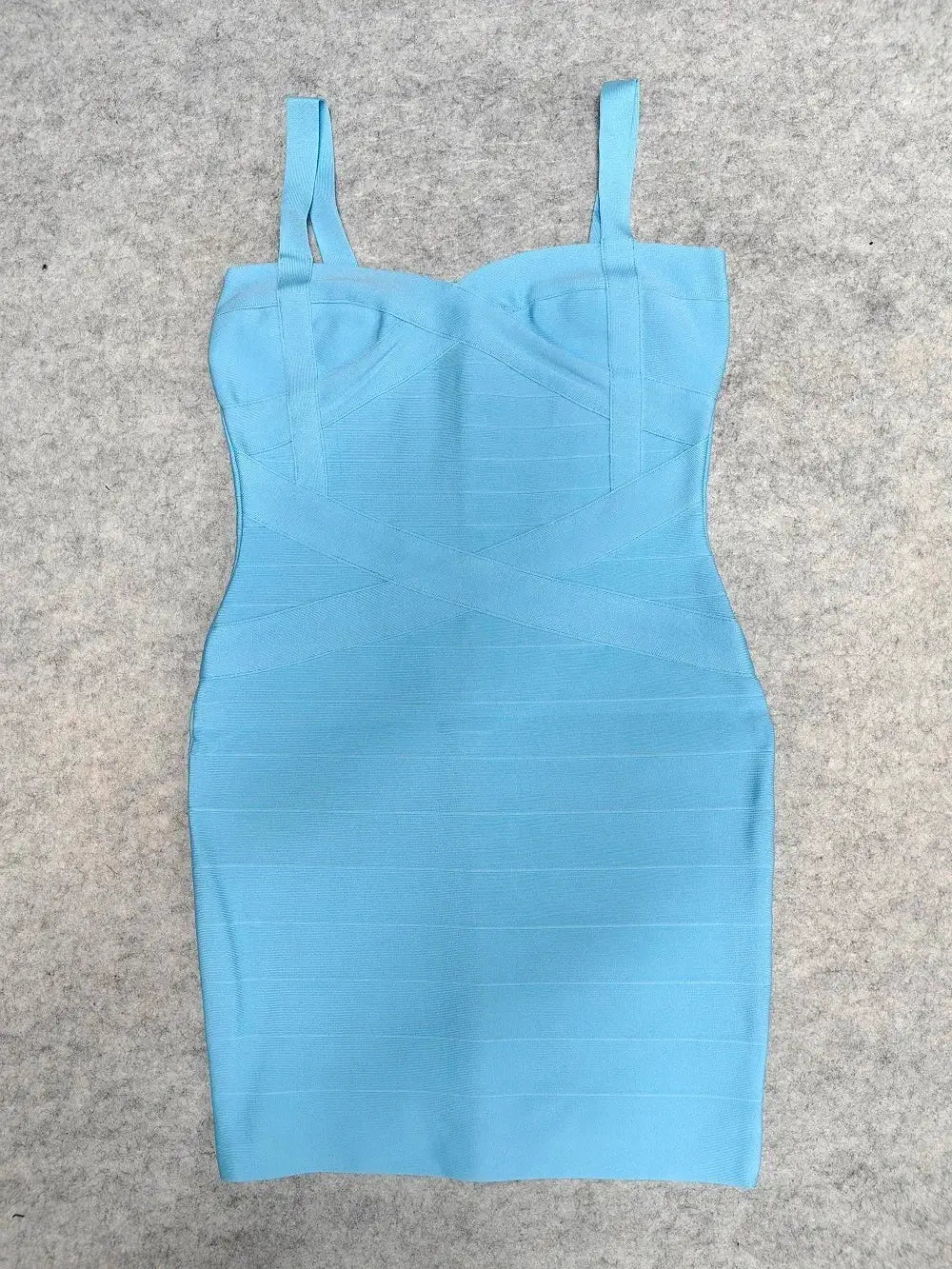 BEAUKEY Blue Spaghetti Strap Women Mini Bandage Dress Bodycon Sexy Above Knee Length Bodycon Party Club Dress XL Classic Vestido