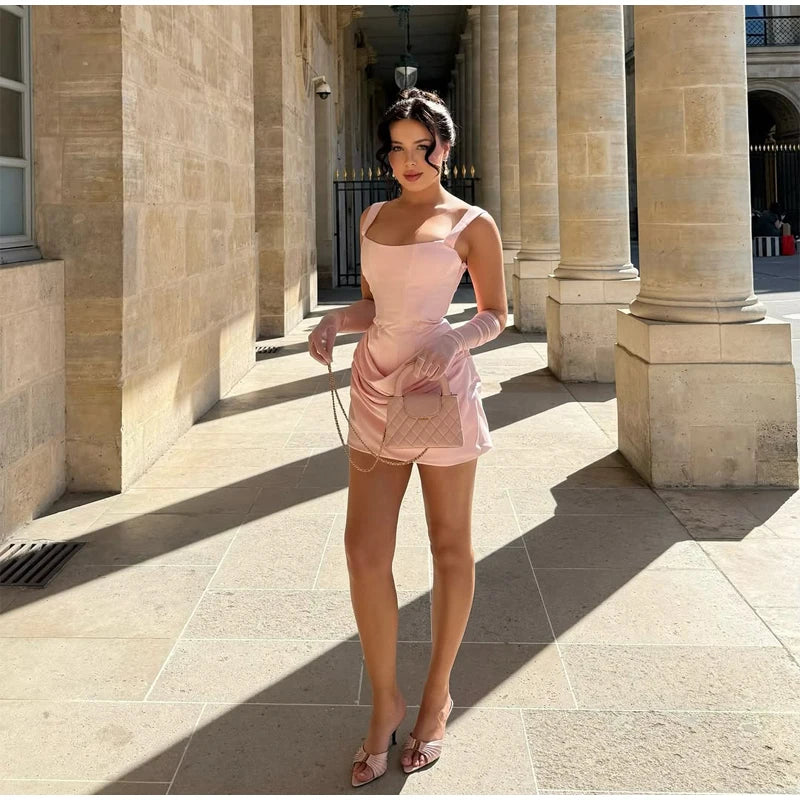 Exclusive Halter Square Neck Tailored Mini Dress