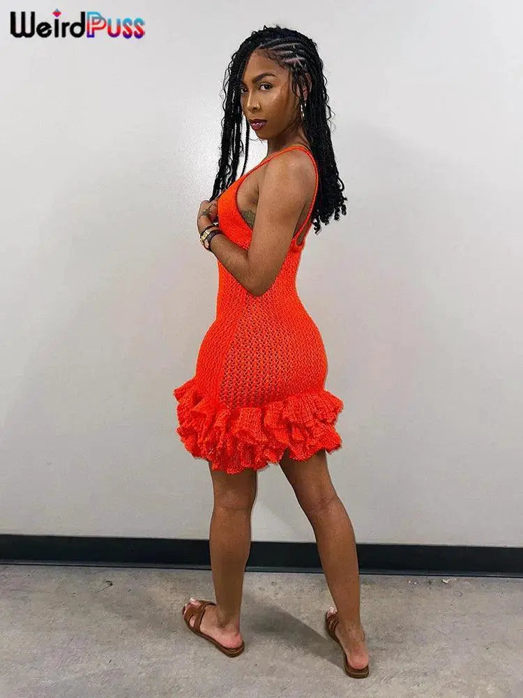 Seductive Hipster Clubwear With Peekaboo Pleats Dress