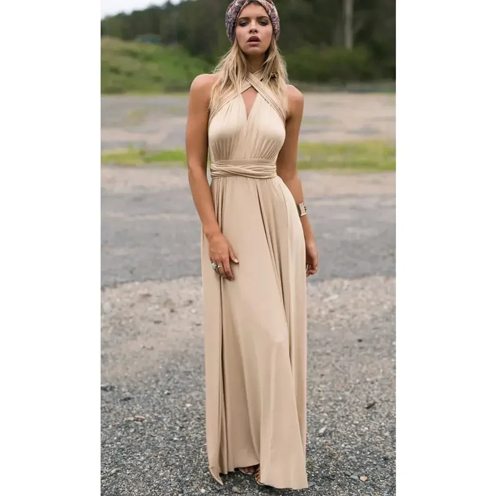 Sexy V Neck Maxi Dress With Straps For Summer Party