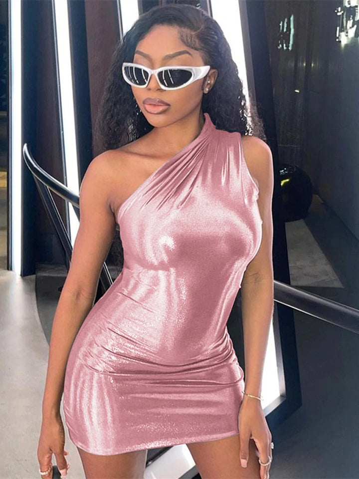 Sexy One Shoulder Bodycon Dress Women Mini Party